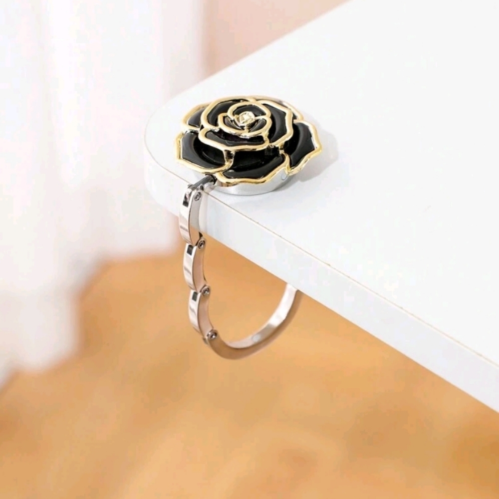 Rose Purse Hook - Black and Gold